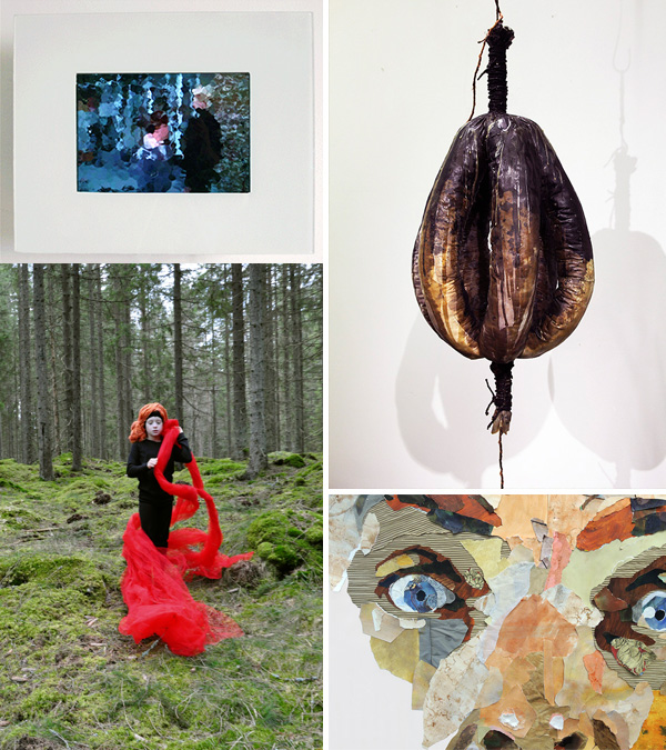 Peter Svedberg (videoobjekt), Helena Mutanen (skulptur), Teresia Oweson (fotografi), Andreas Ribbung (väggcollage).